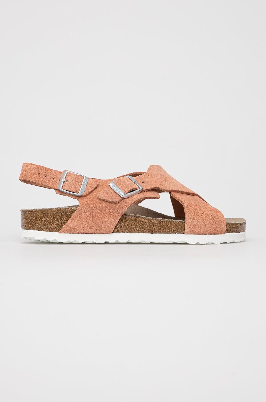 Sandale roz Birkenstock dama de vara din piele intoarsa  cu talpa stabila  online