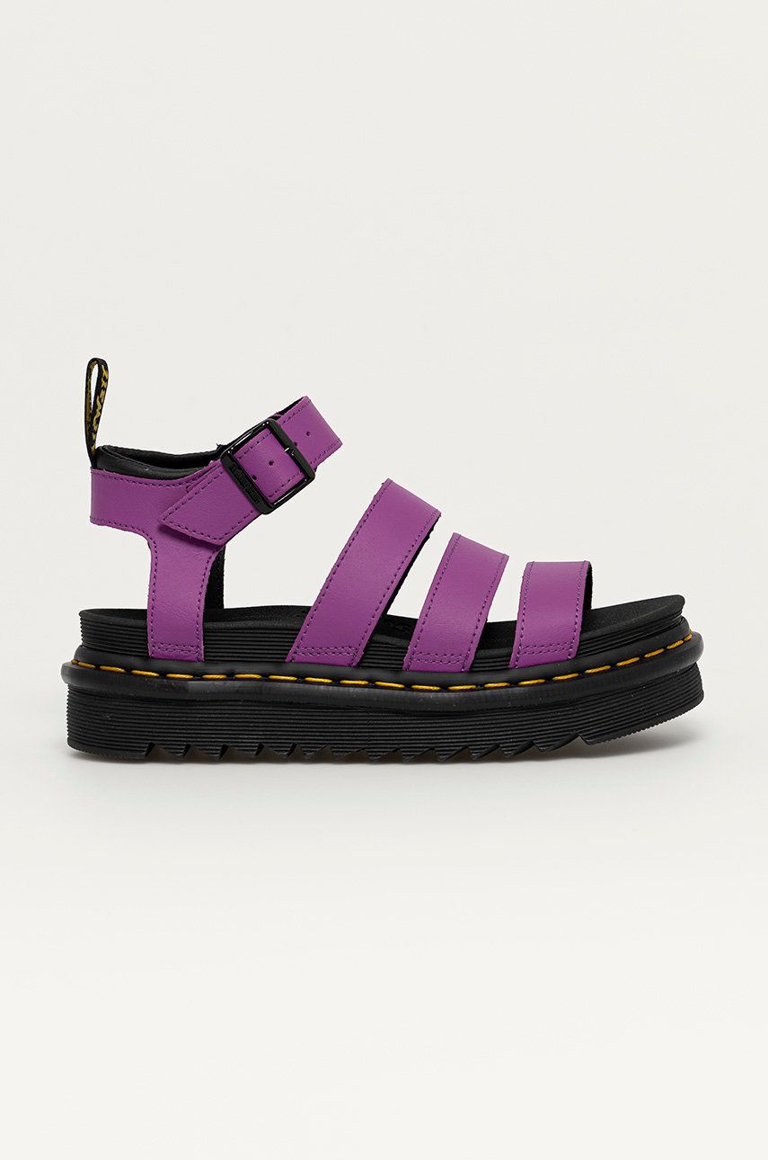 Sandale violet Dr. Martens dama de vara din piele naturala  cu talpa din guma