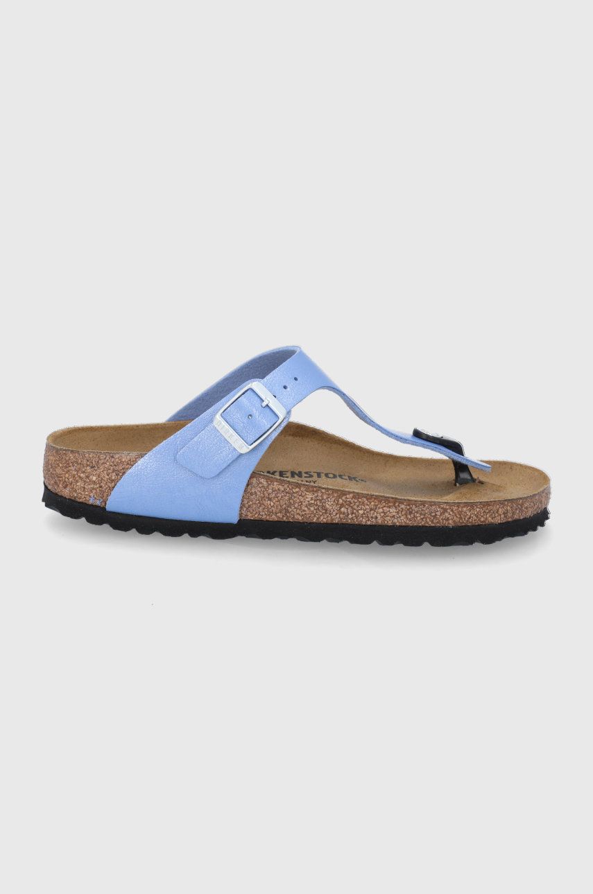 Slapi dama  Birkenstock de plaja din piele intoarsa cu talpa din guma  Gizeh online