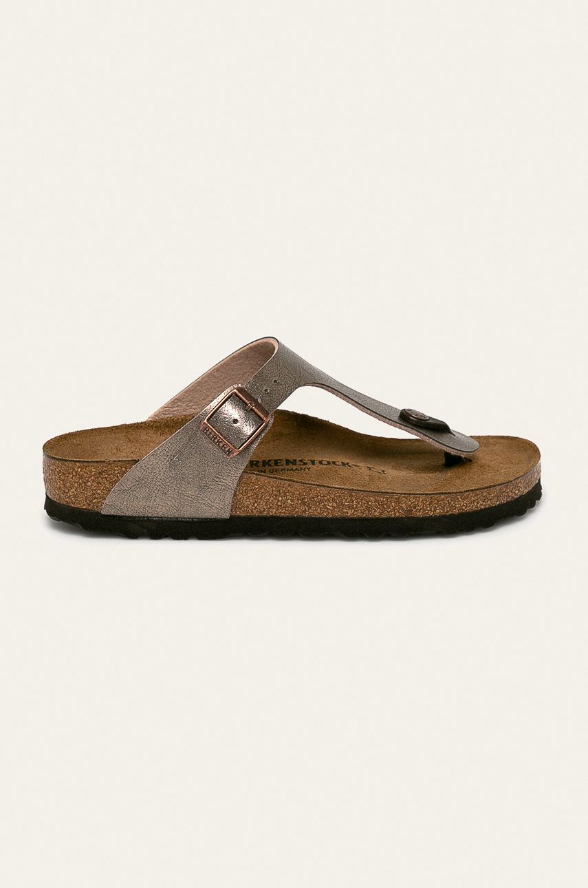 Slapi dama  Birkenstock de vara din piele intoarsa cu toc plat  Gizeh