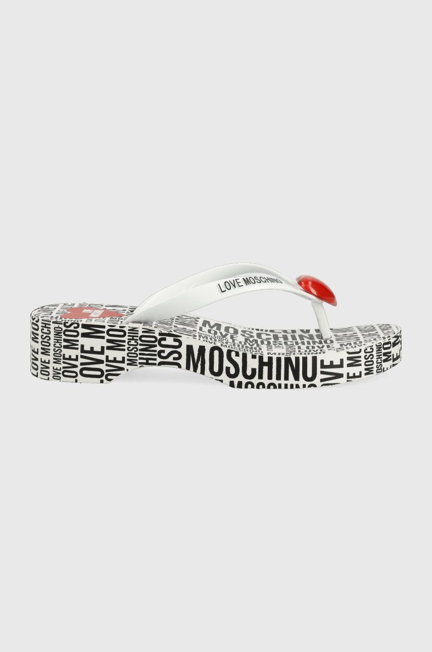 Slapi dama albi Love Moschino de plaja din material sintetic    online