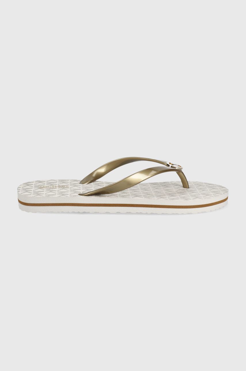 Slapi dama bej MICHAEL Michael Kors de vara din material sintetic   Mk Flip Flop Stripe Eva