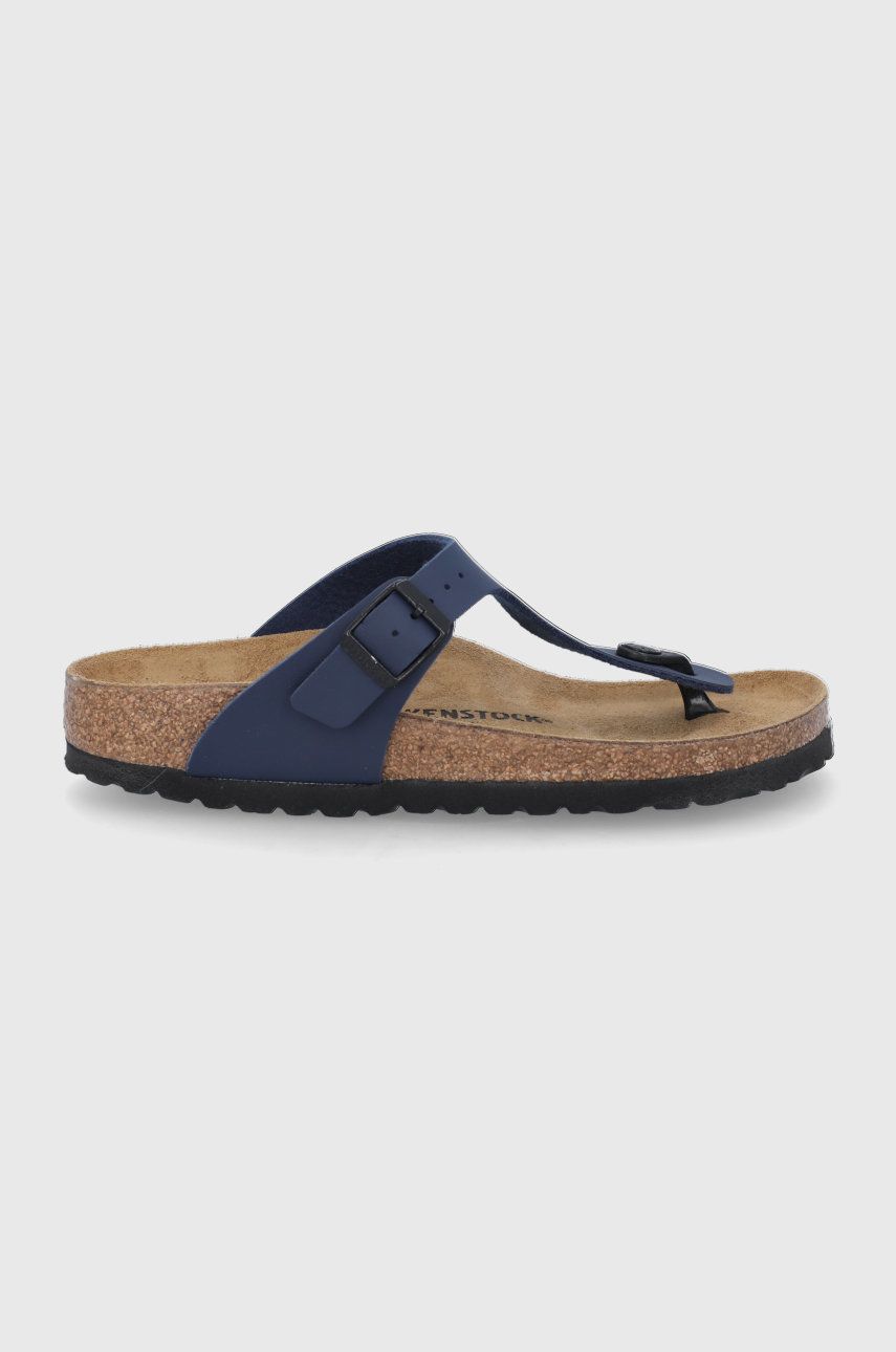 Slapi dama bleumarin Birkenstock de vara din piele intoarsa   Gizeh online