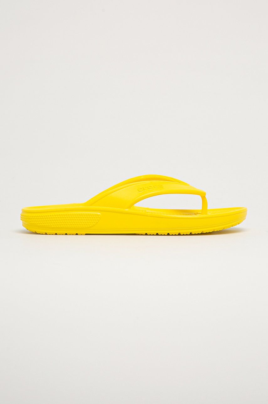 Slapi dama galbeni Crocs de zi din material sintetic cu toc plat   online