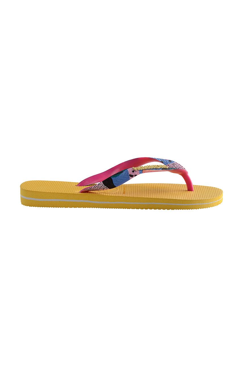 Slapi dama galbeni Havaianas casual din material sintetic cu toc plat   online