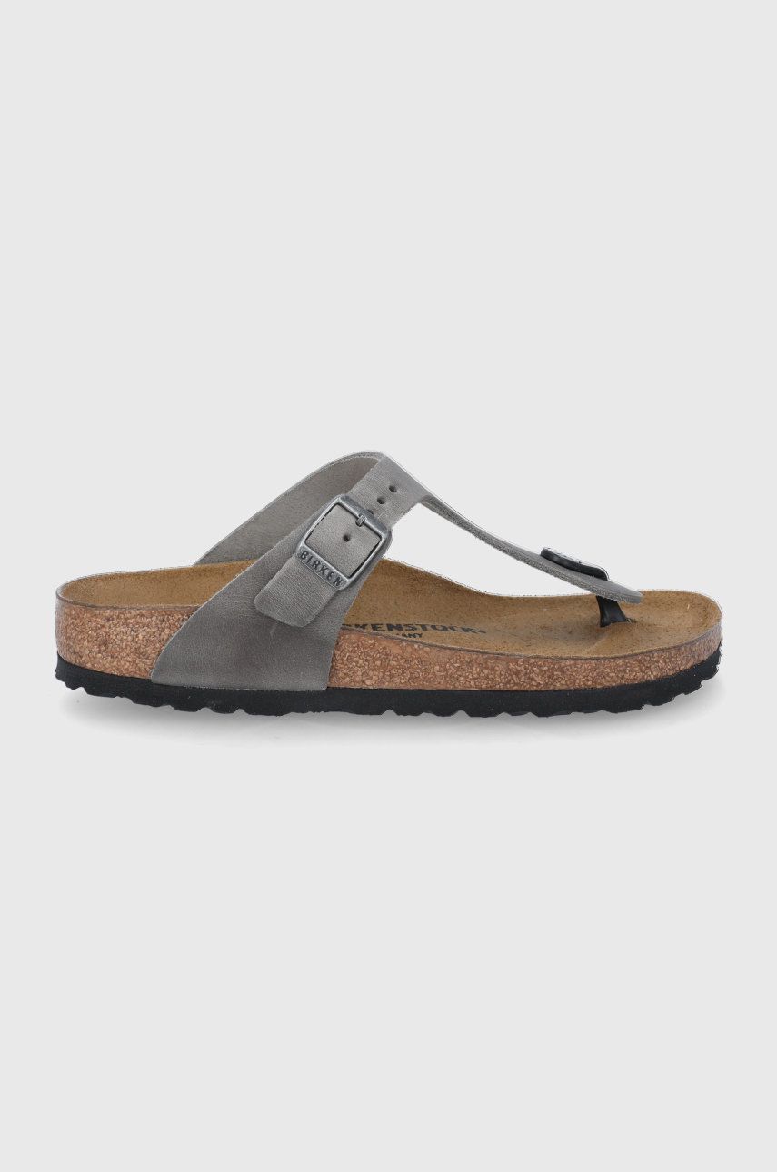 Slapi dama gri Birkenstock de primavara din piele naturala cu talpa din spuma  FL Gizeh online