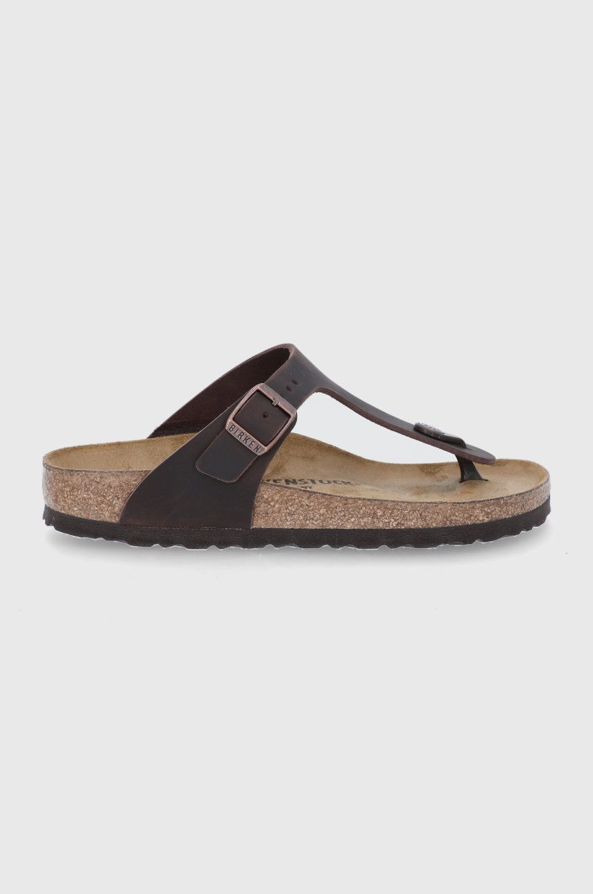 Slapi dama maro Birkenstock casual din piele naturala cu toc plat  Gizeh