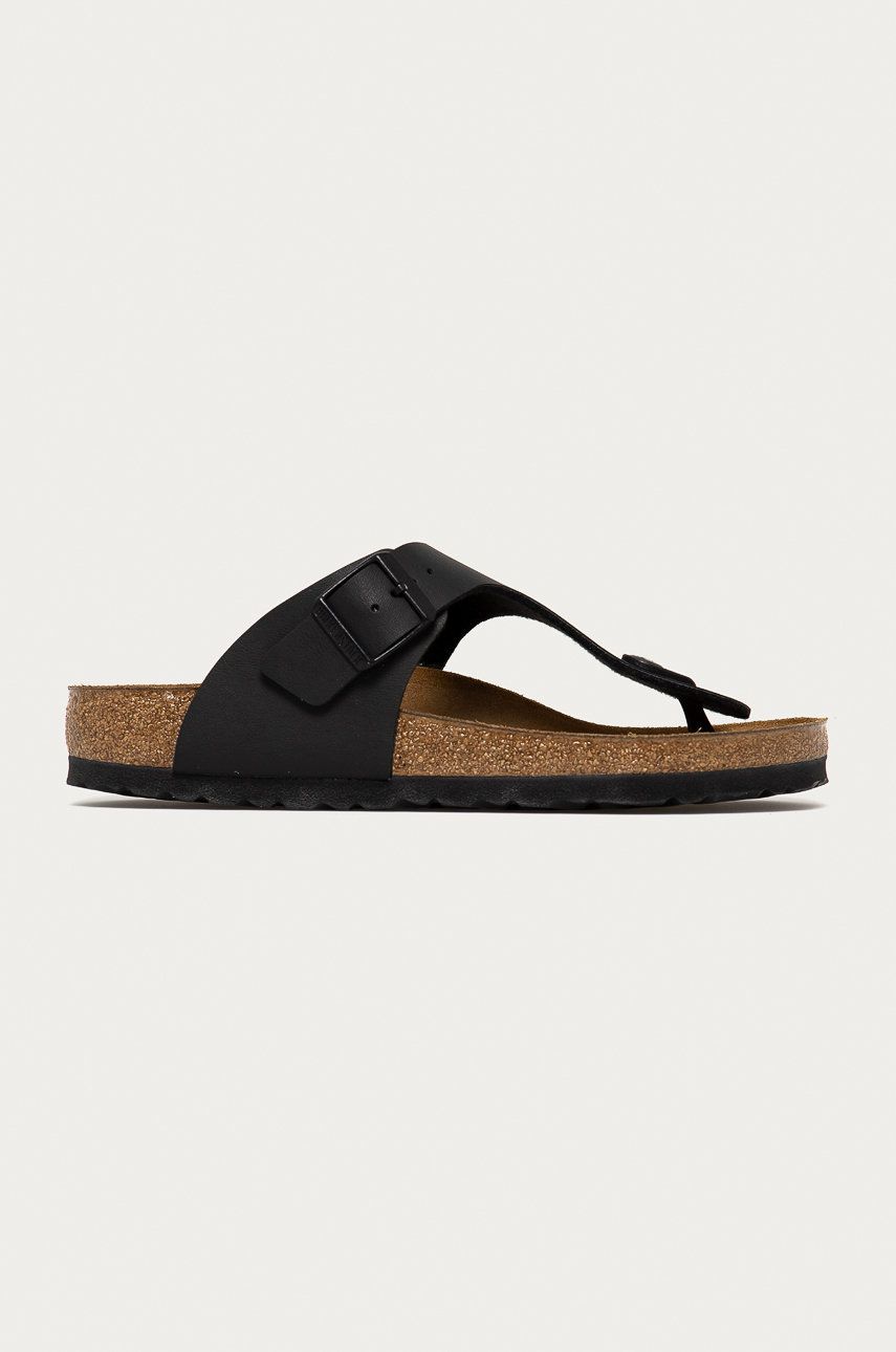 Slapi dama negri Birkenstock de primavara din piele intoarsa cu toc plat   online