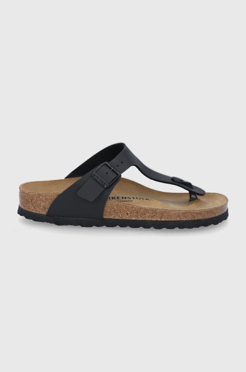 Slapi dama negri Birkenstock de vara din piele intoarsa cu toc plat  Gizeh online