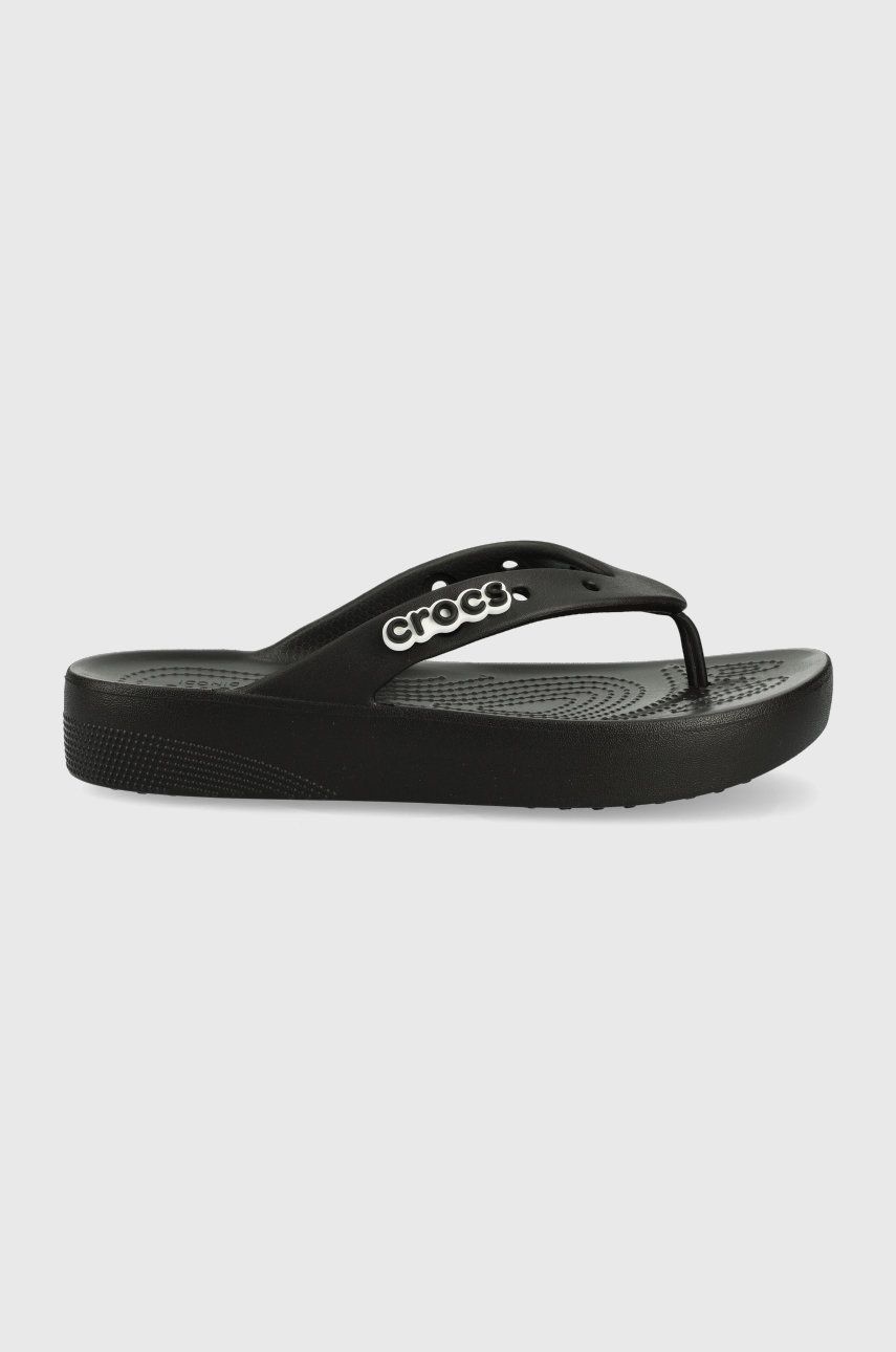 Slapi dama negri Crocs de vara din material sintetic cu talpa presata   online