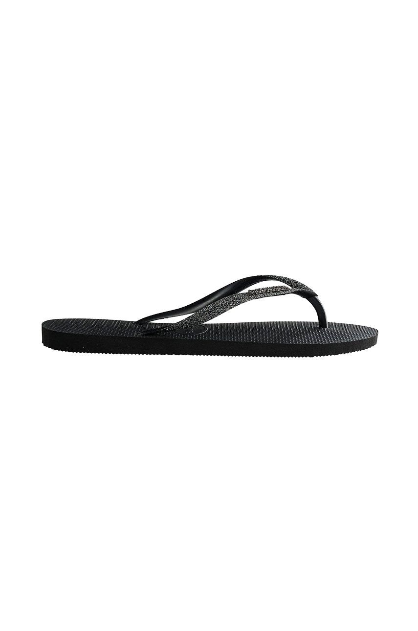 Slapi dama negri Havaianas de vara din material sintetic cu toc plat   online