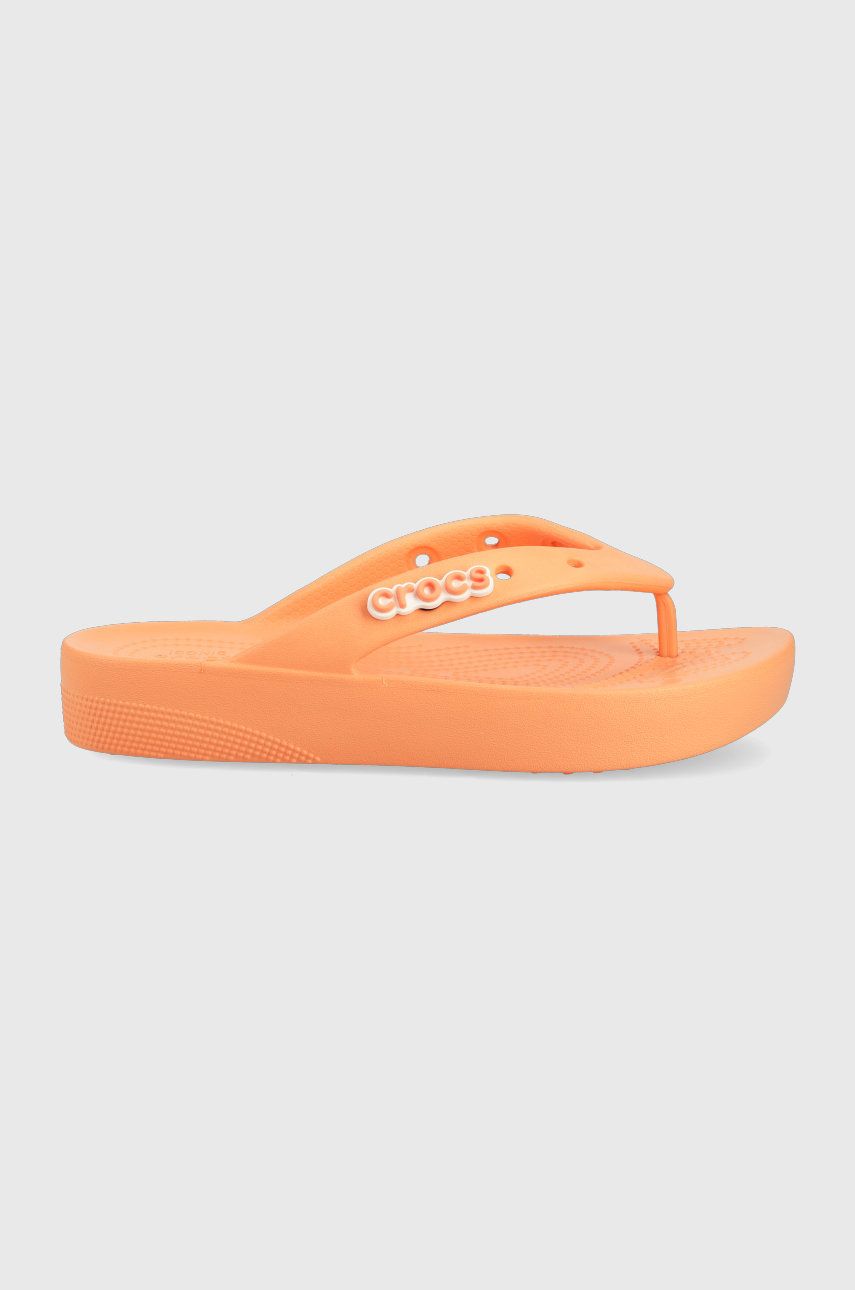 Slapi dama portocalii Crocs de vara din material sintetic    online