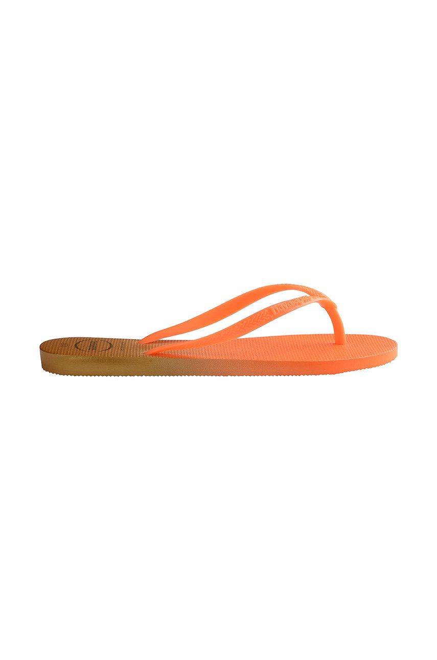 Slapi dama portocalii Havaianas casual din material sintetic    online