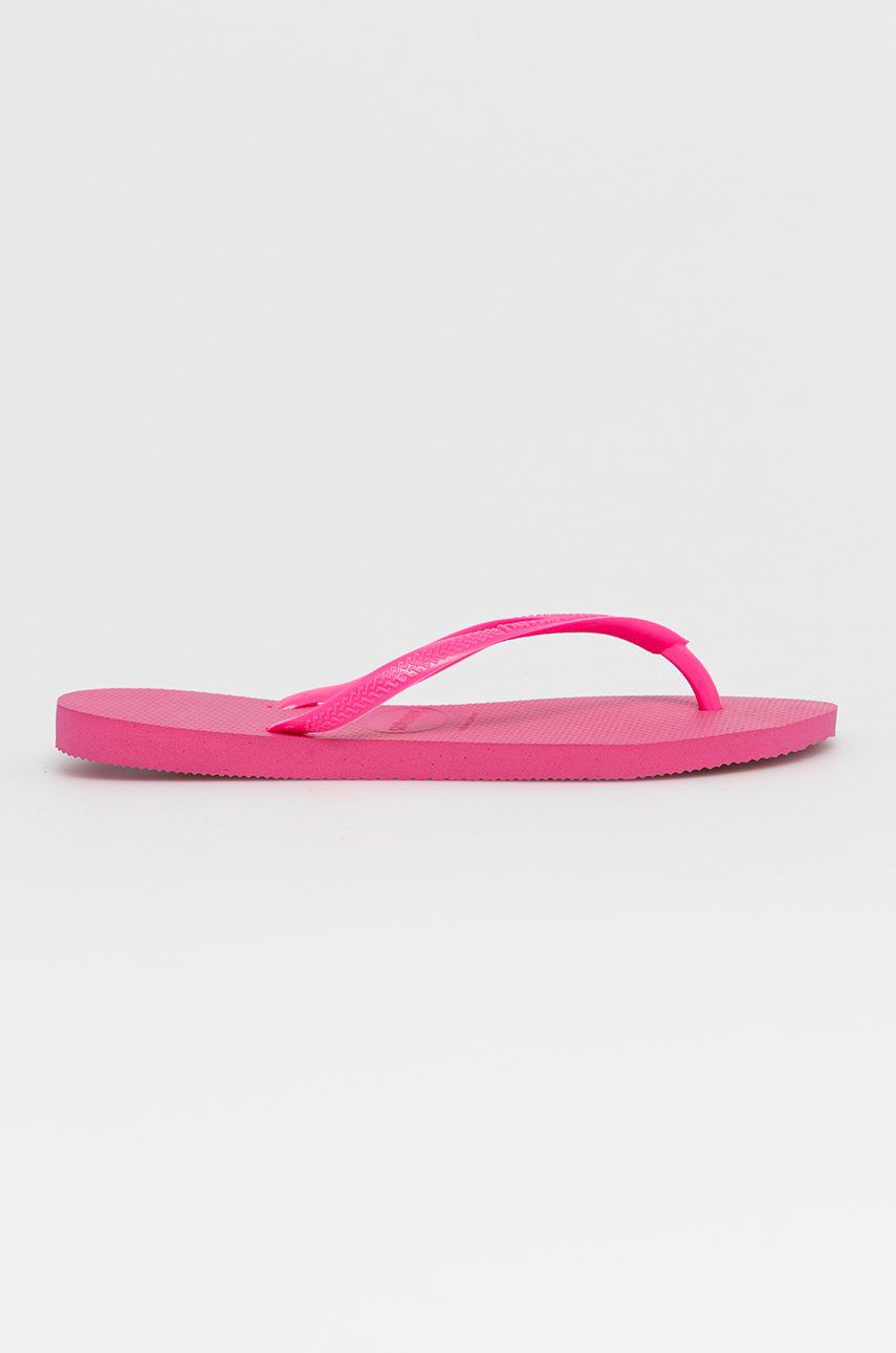 Slapi dama roz Havaianas de plaja din material sintetic cu toc plat   online