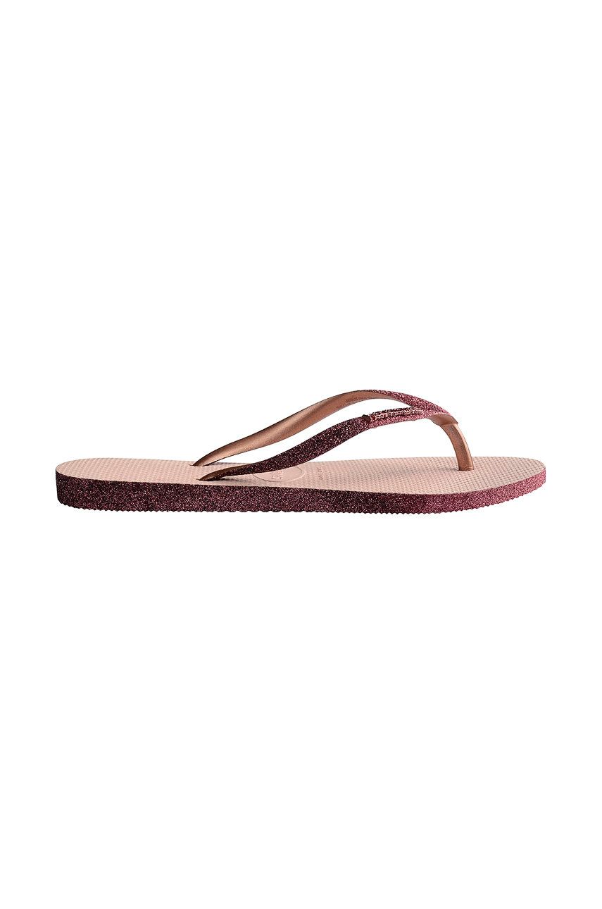 Slapi dama roz Havaianas de plaja din material sintetic    online