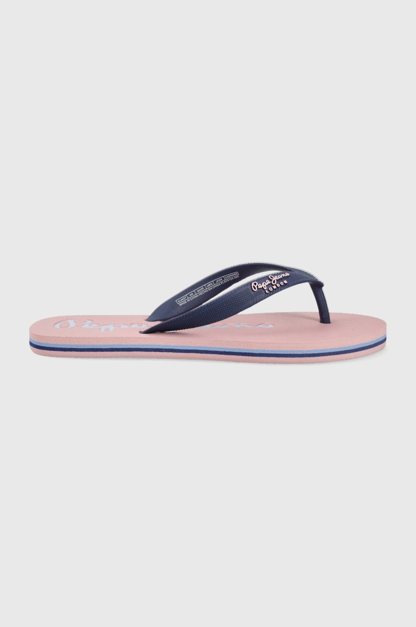 Slapi dama roz Pepe Jeans de plaja din material sintetic cu toc plat  Bay Beach Brand W online