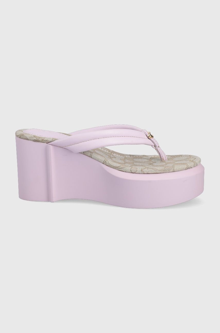 Slapi dama violet Coach de zi din piele intoarsa cu talpa din guma  Franki Leather;violet;5 B online